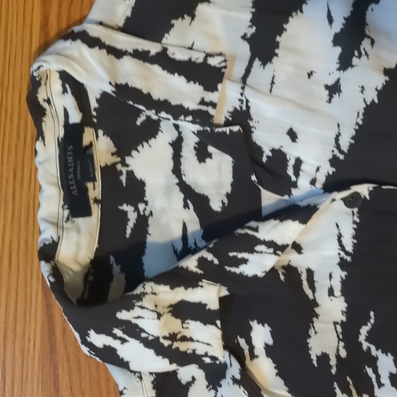 All Saints button-up short sleeve zebra print blouse - Picture 4 of 8